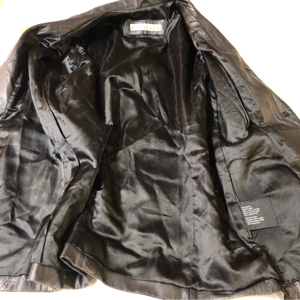 Vintage Black Leather Blazer Mob Wife 3 Button Two Pocket Front - Picture 6 of 11